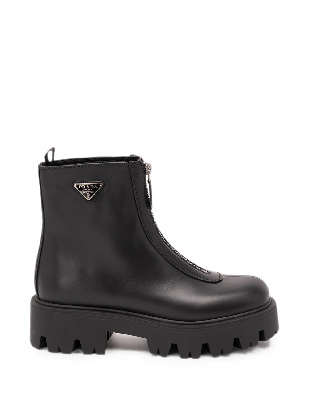Prada zipper leather boots Zwart