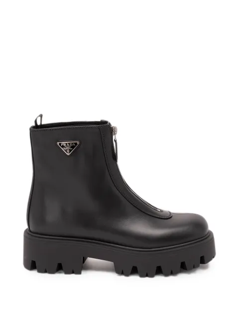 Prada zipper leather boots