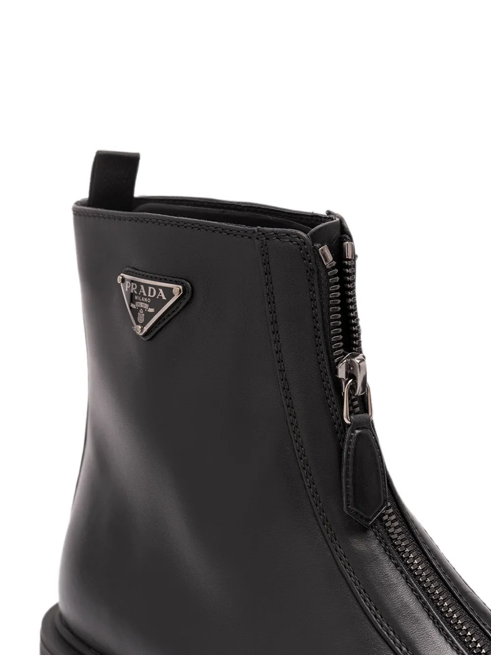 Prada zipper leather boots Zwart