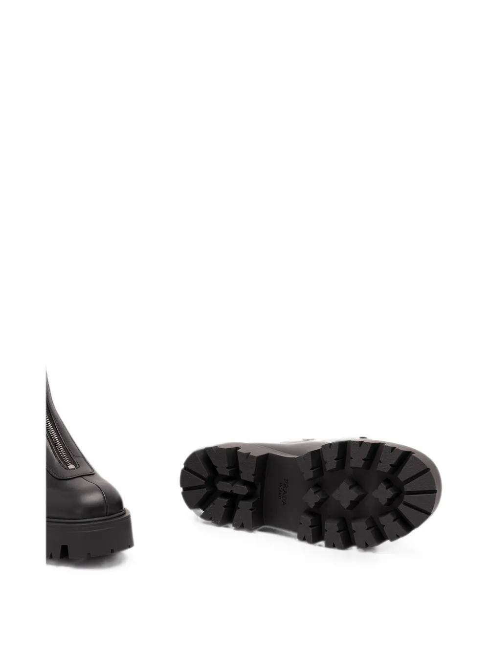 Prada zipper leather boots Zwart