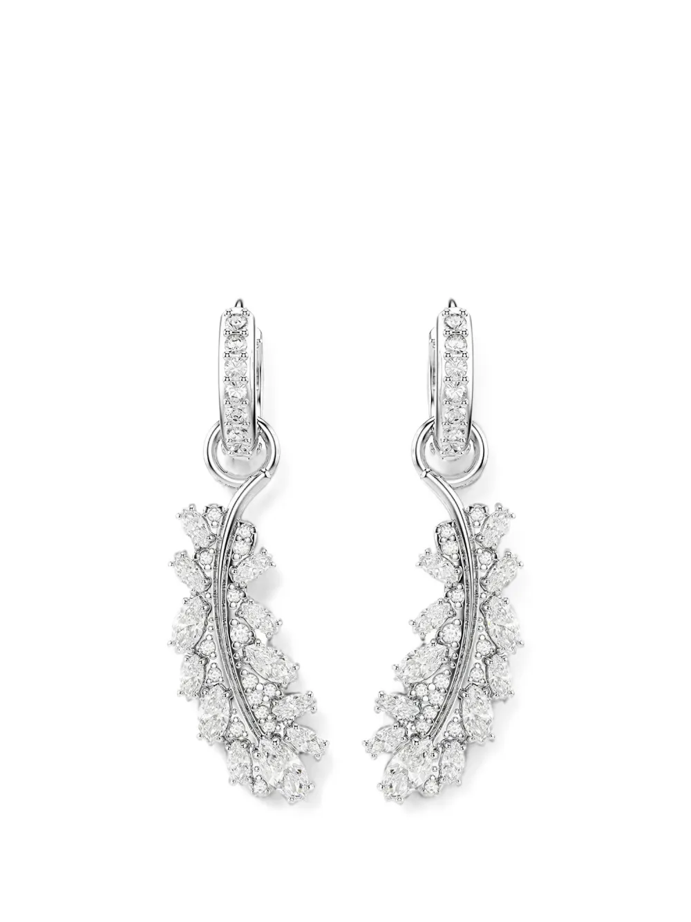 Swarovski crystal-embellished leaf-pendant earrings - Silber