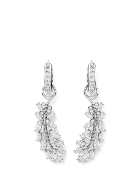 Swarovski crystal-embellished leaf-pendant earrings