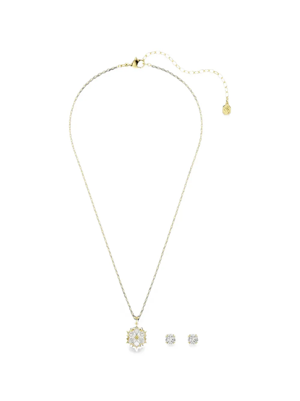 Swarovski crystal-pendant necklace and earrings set - Gold