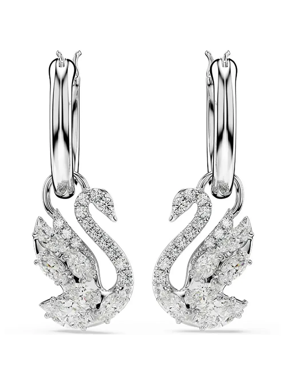 Swarovski Hängeohrringe mit Schwanmotiv - Silber