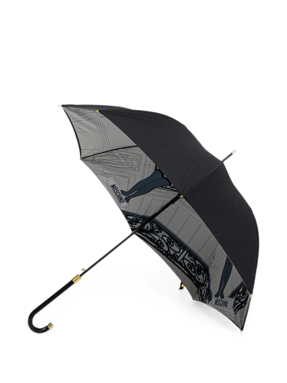 Moschino logo-print graphic-print umbrella Zwart