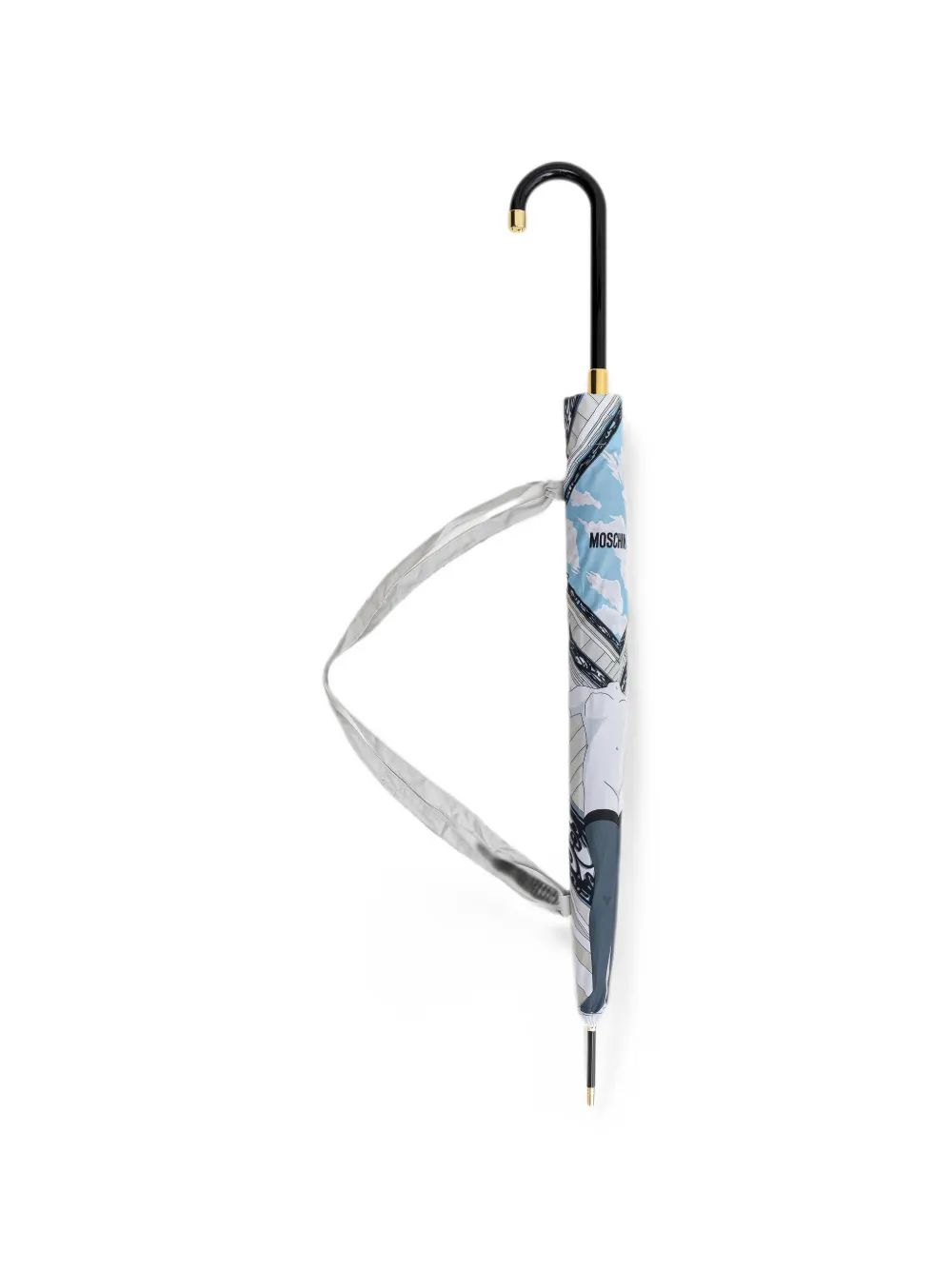 Moschino logo-print graphic-print umbrella - Nero