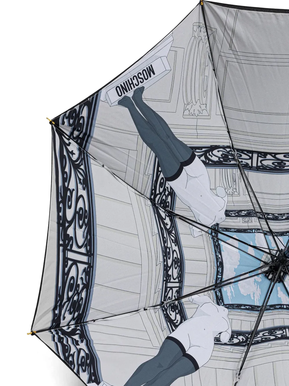 Moschino logo-print graphic-print umbrella Zwart