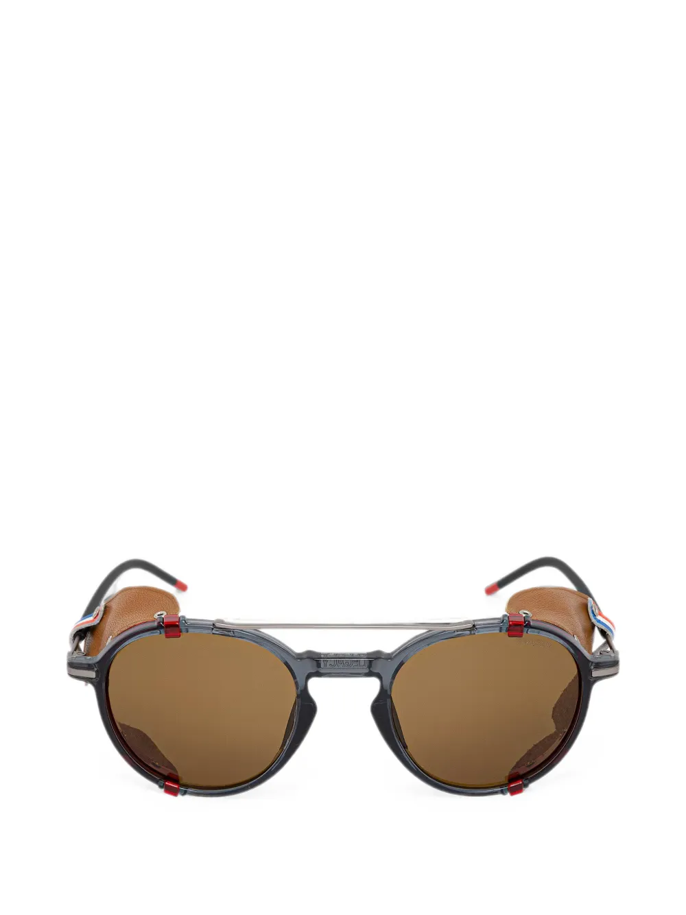 Julbo Eyewear Runde Sonnenbrille mit Lederschild - Grau