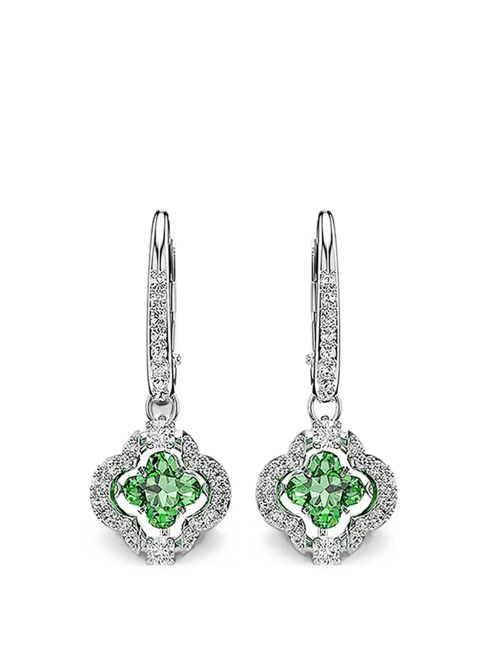 Swarovski Hängeohrringe mit Kleeblatt-Anhänger - Silber
