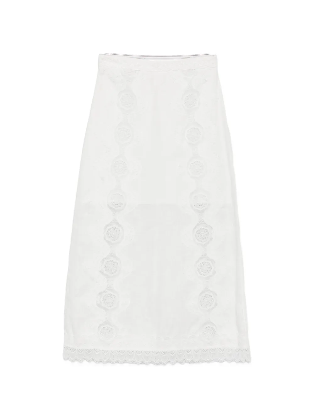 Waimari lace-trimmed midi skirt - Bianco