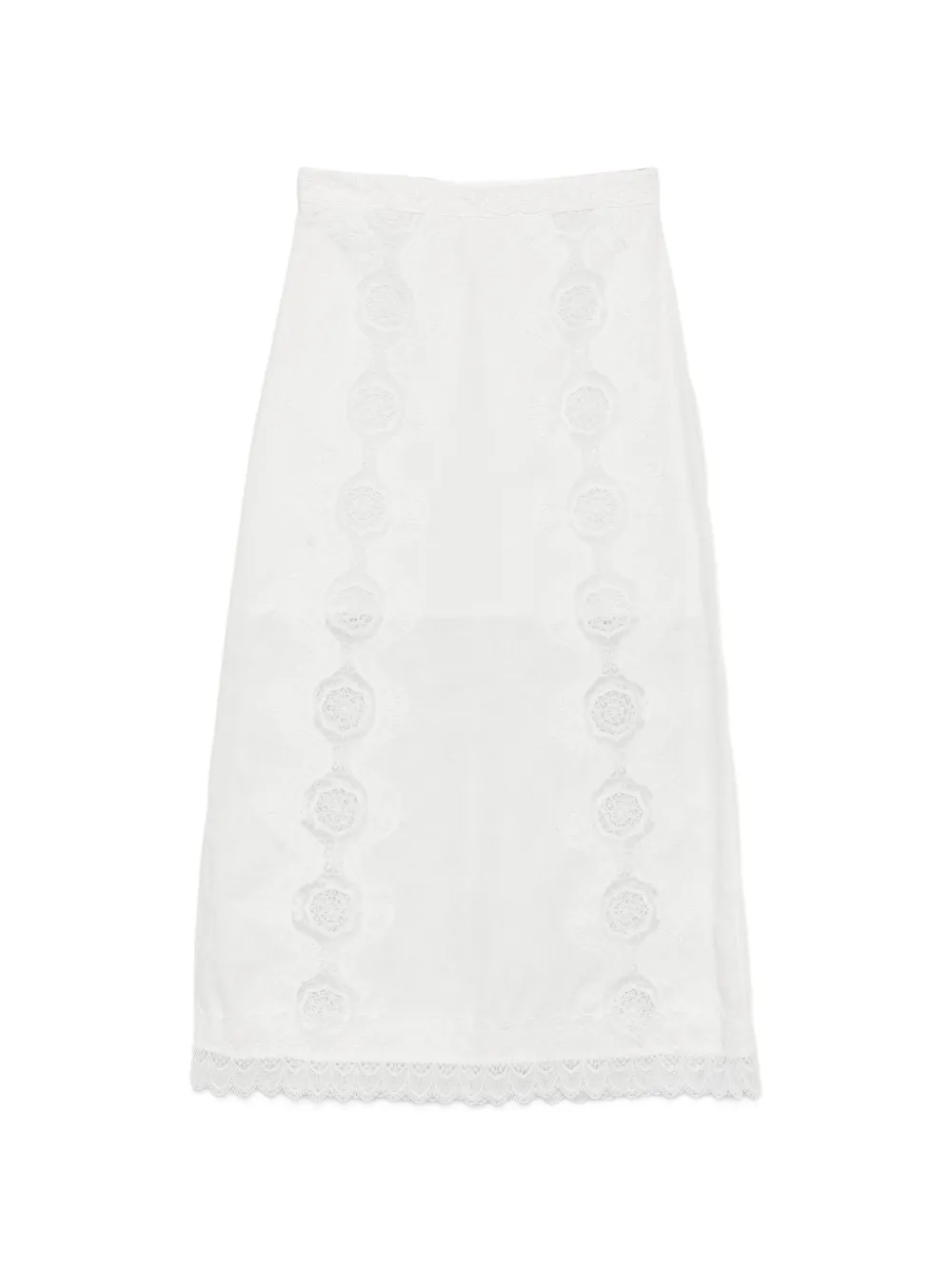 Waimari lace-trimmed midi skirt - Bianco