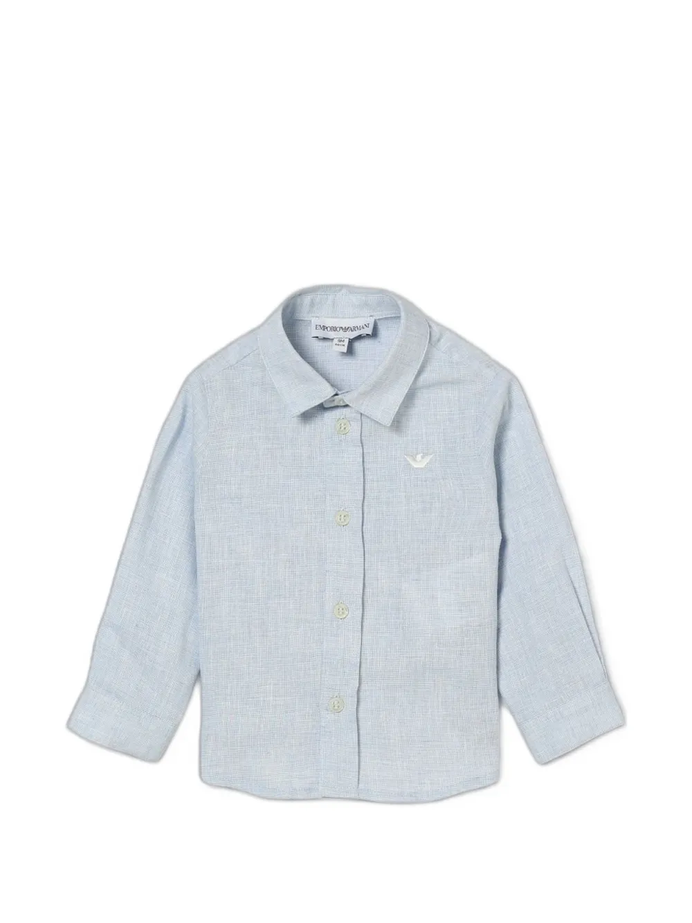 Emporio Armani Kids Hemd mit Logo-Stickerei - Blau