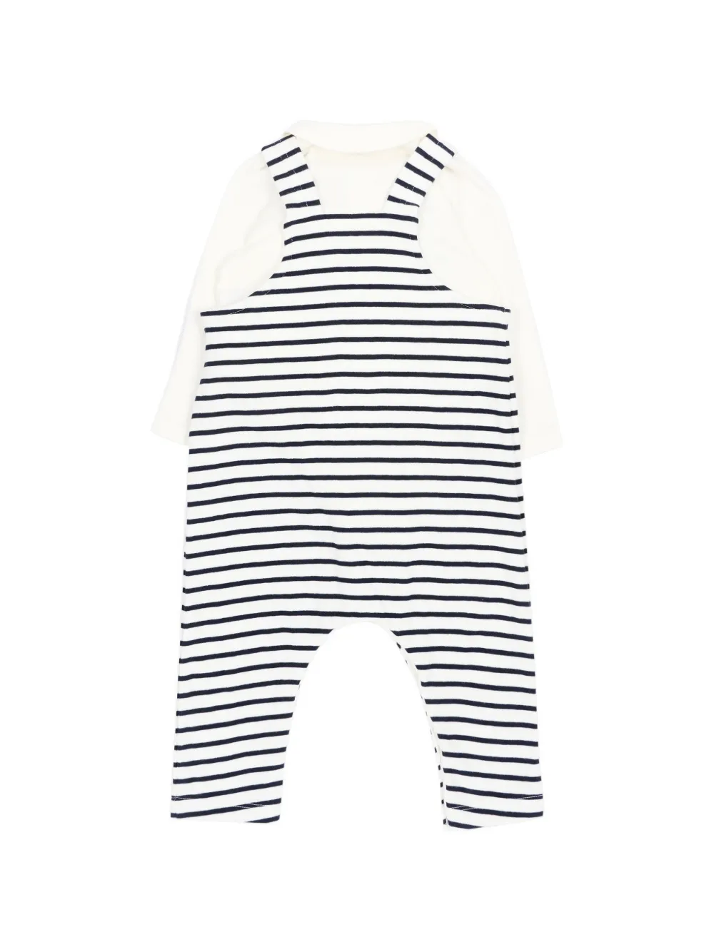 Petit Bateau Gestreepte tuinbroek met hartpatroon Beige