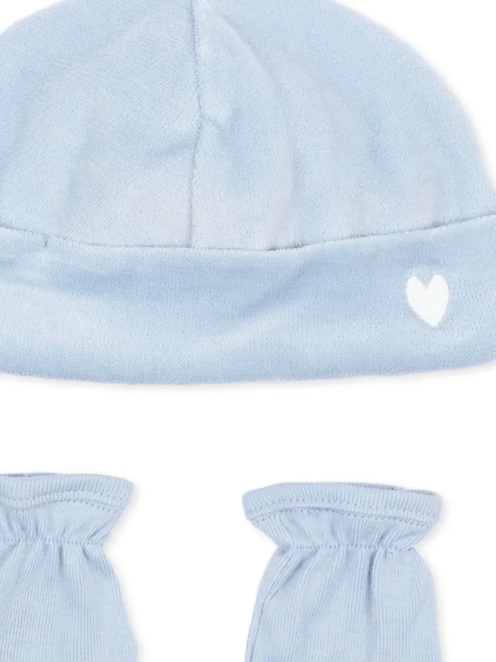 Petit Bateau Muts met fluwelen effect en hartpatroon Blauw