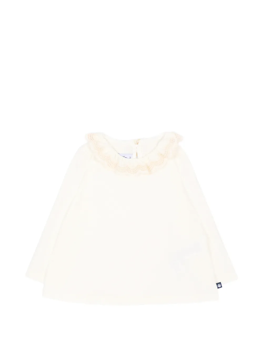 Petit Bateau ruffled lace-trim T-shirt - Toni neutri