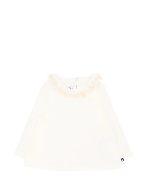 Petit Bateau ruffled lace-trim T-shirt