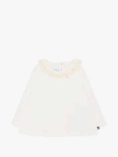 Petit Bateau ruffled lace-trim T-shirt