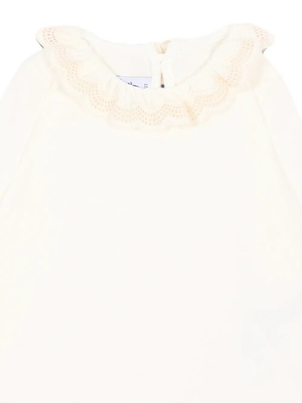Petit Bateau T-shirt met ruches en kanten afwerking Beige