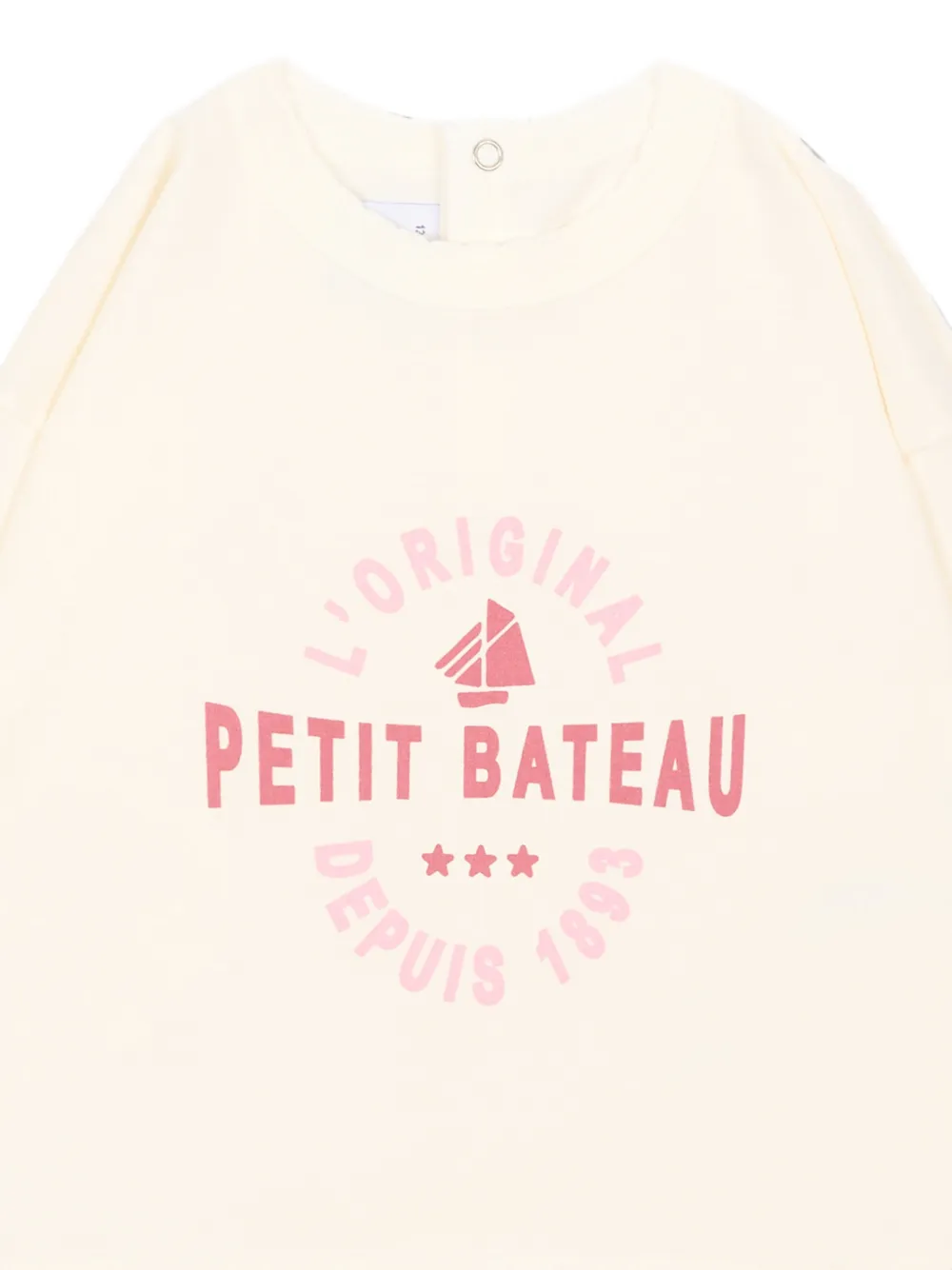 Petit Bateau T-shirt met lange mouwen en logo-print Beige