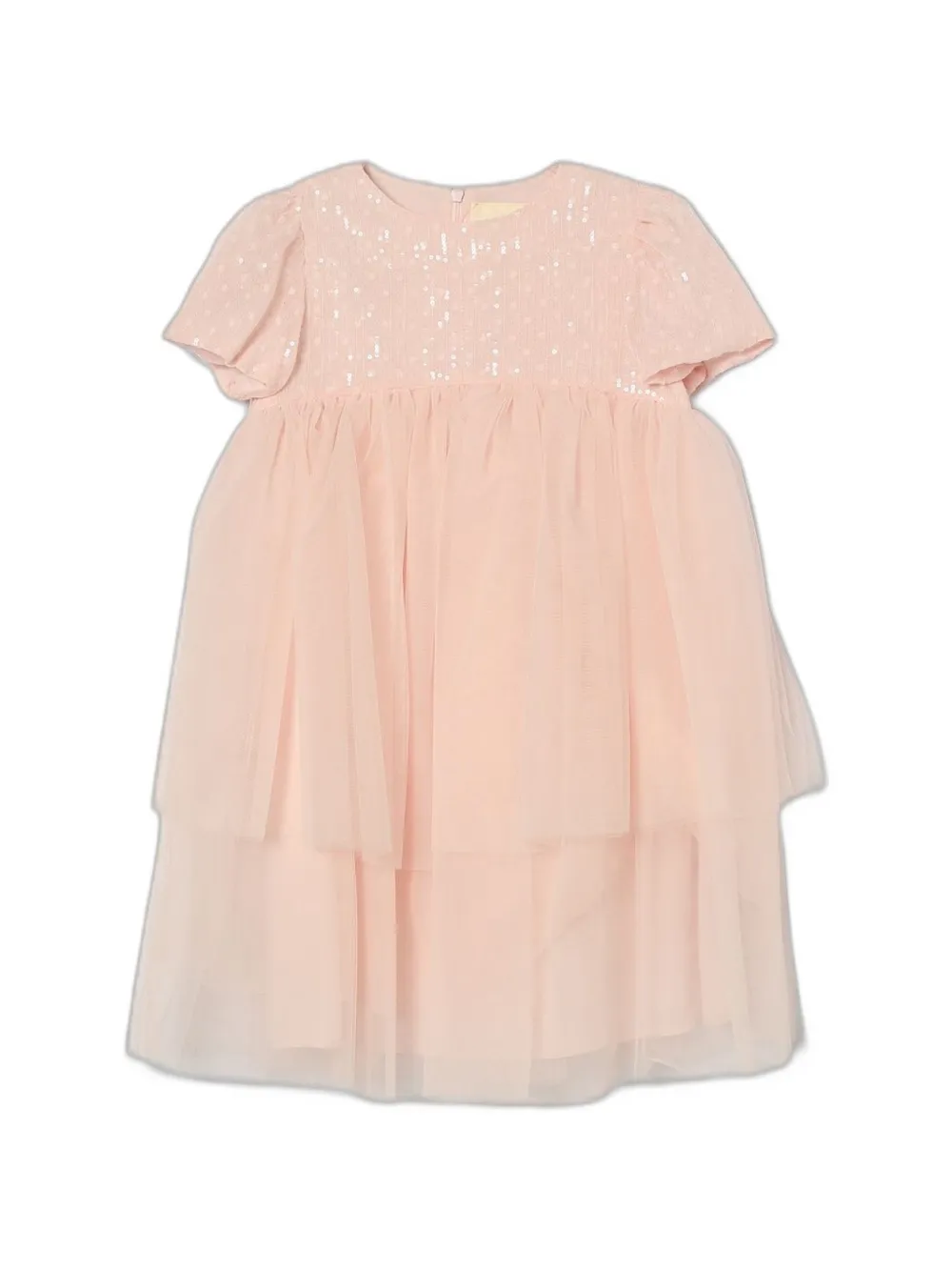Simonetta sequin-embellished tiered dress - Rosa