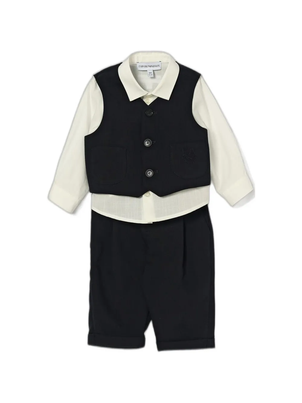 Emporio Armani Kids three-piece cotton suit - Blu