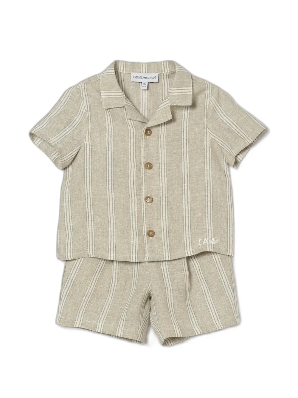 Emporio Armani Kids striped linen suit - Nude