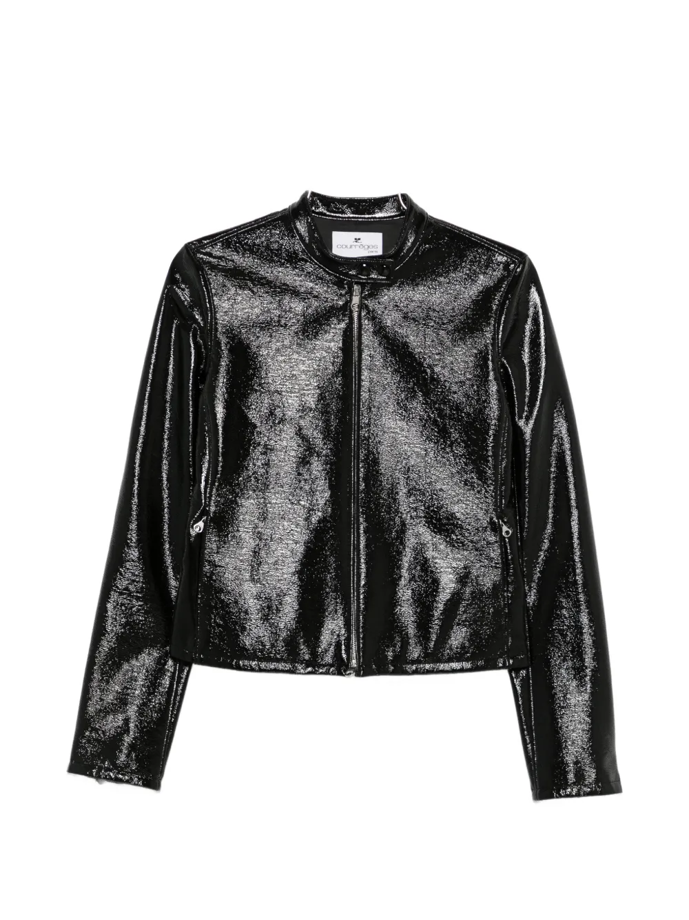 Courrèges vinyl-effect high-neck jacket - Nero