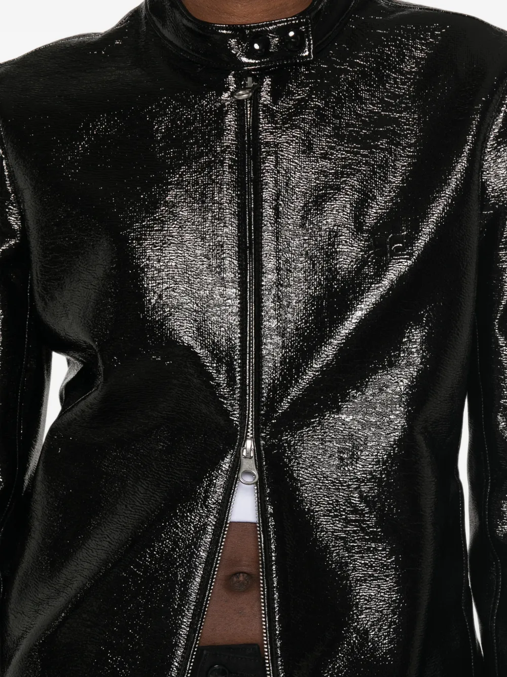 Courrèges Jack met hoge hals en vinyl-effect Zwart