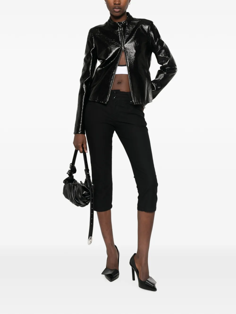 Courrèges Jack met hoge hals en vinyl-effect Zwart