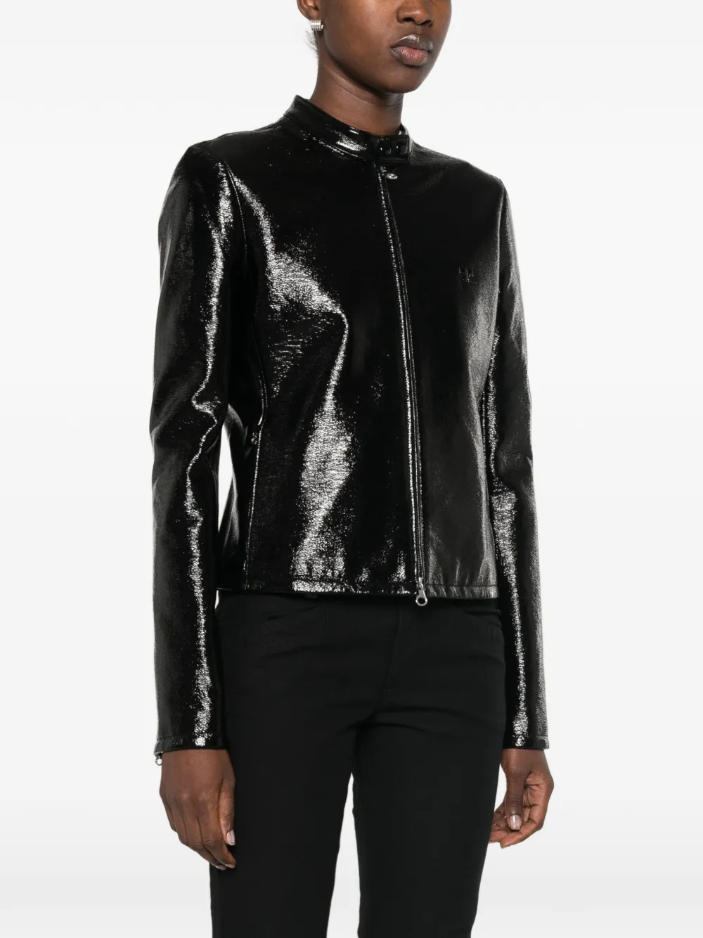Courrèges Jack met hoge hals en vinyl-effect Zwart