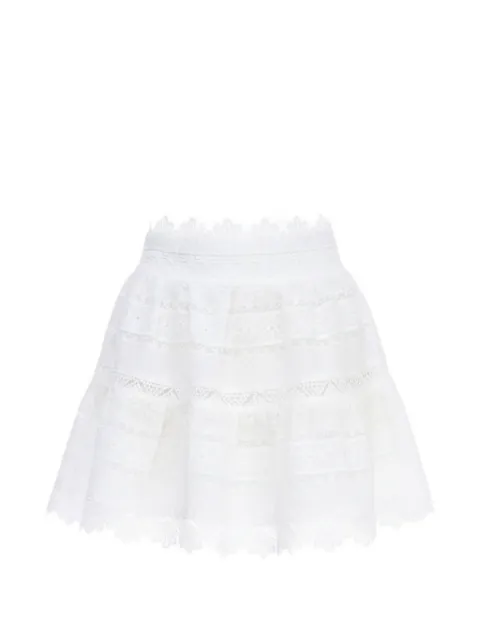 Waimari lace-trim tiered mini skirt