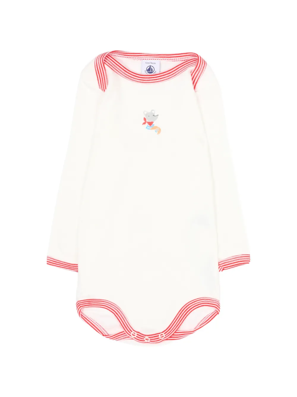 Petit Bateau Drie rompers met lange mouwen en grafische print Beige