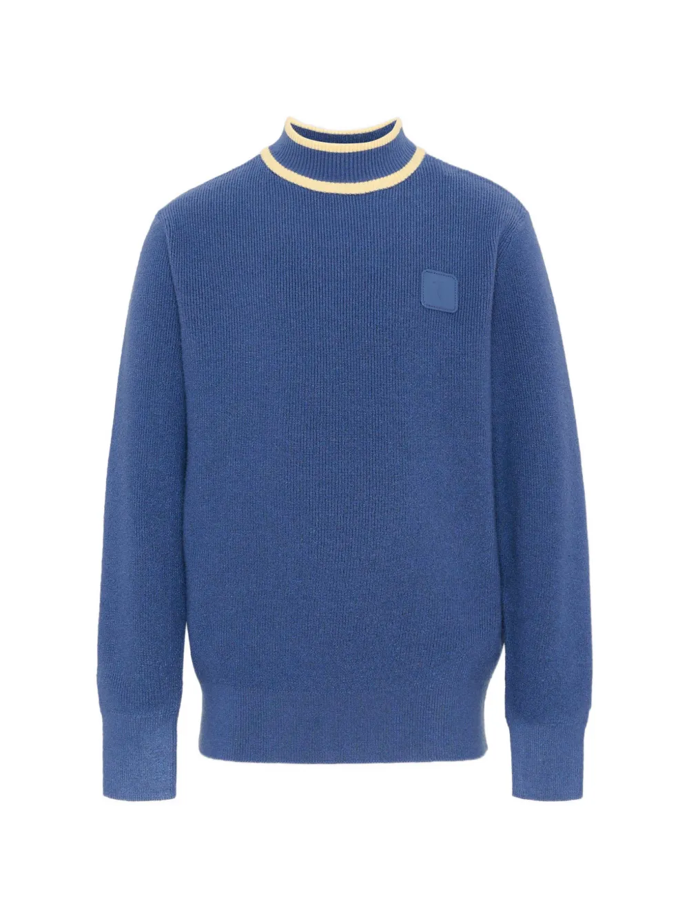TRUSSARDI JUNIOR ribbed-knit logo-patch sweater - Blu