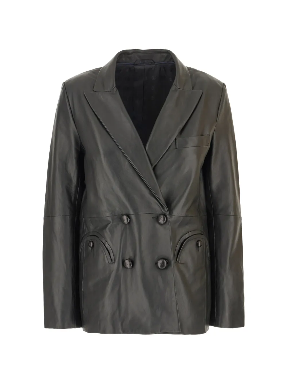 Blazé Milano double-breasted calf leather jacket - Nero