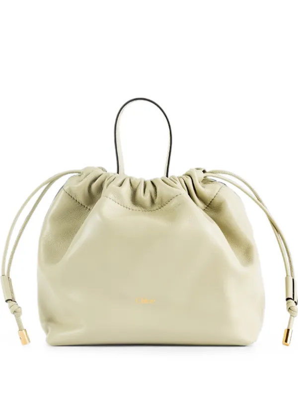 Chloé Small Icons Shoulder Bag with Chain in Soft Leather in Green