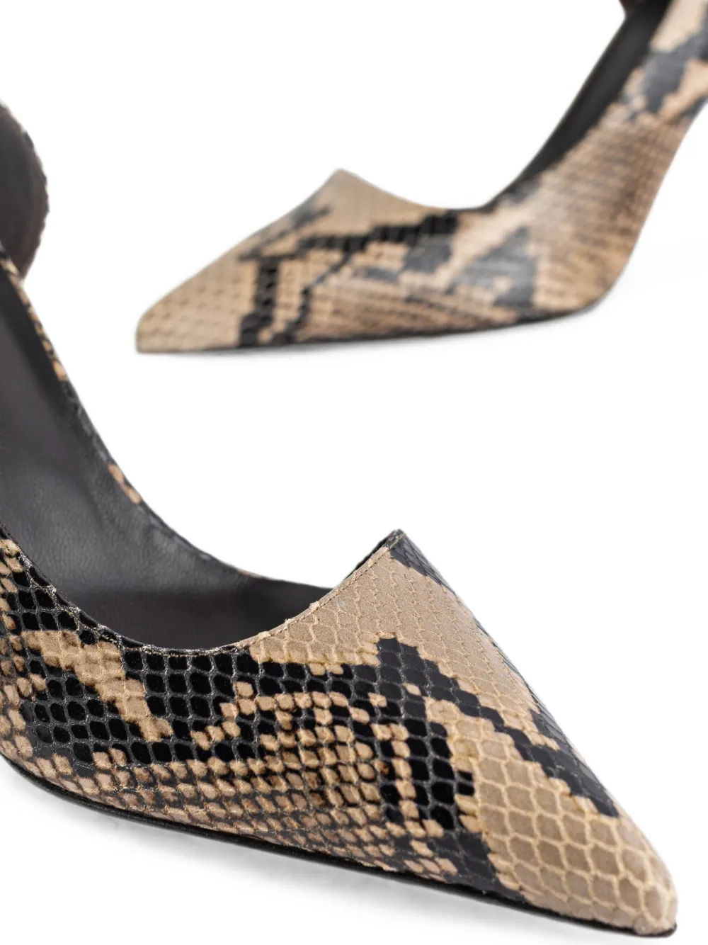 KHAITE Jett d'Orsay python-effect leather pumps Beige