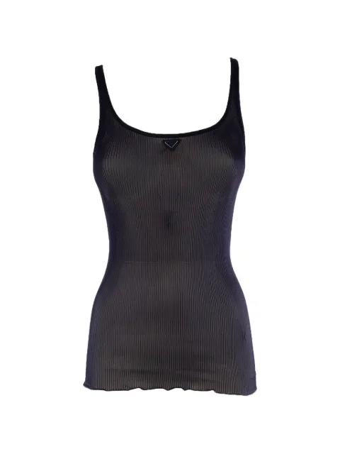 Prada Top a coste con placca logo