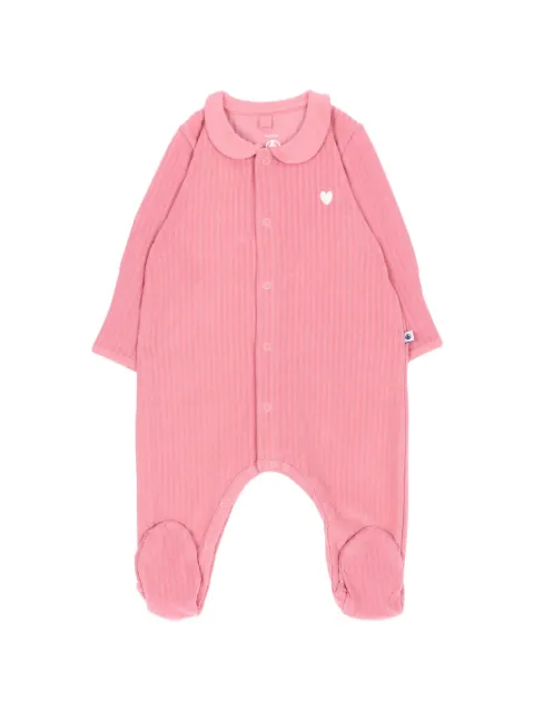Petit Bateau ribbed heart-motif pajamas