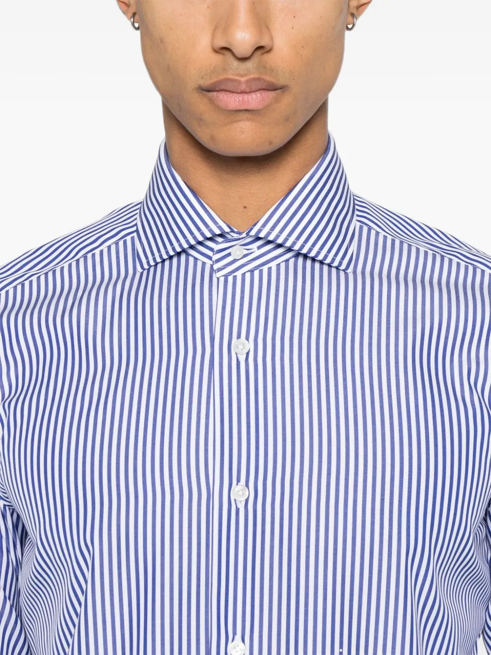 Barba Gestreept overhemd met lange mouwen Blauw