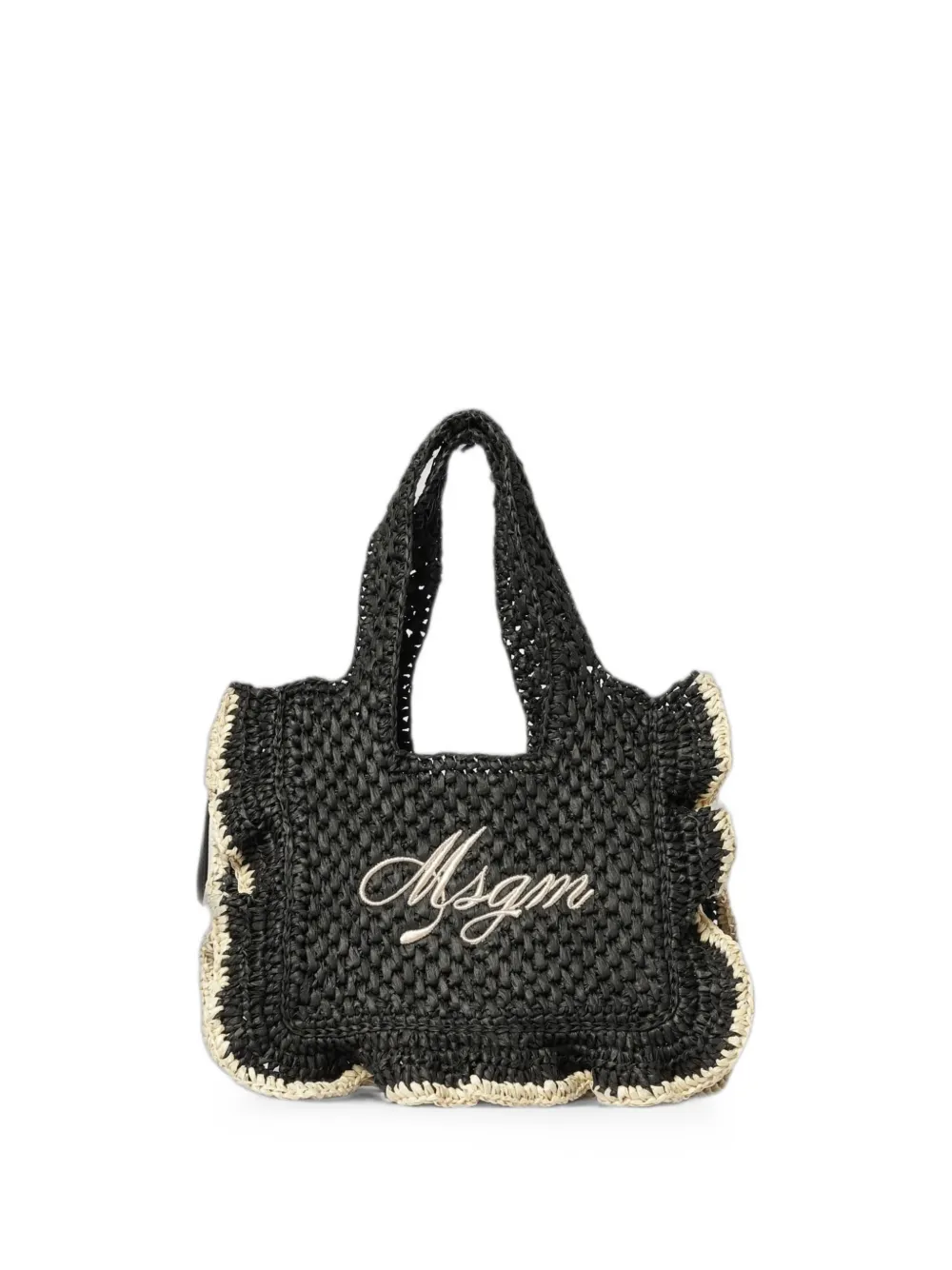 MSGM Kids ruffled crochet-knit shoulder bag - Nero