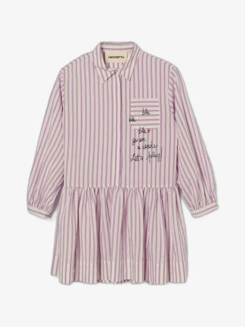 Simonetta vestido camisero con rayas bordadas