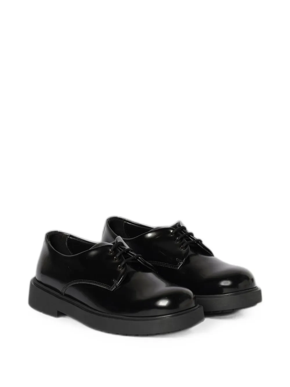 Emporio Armani Kids polished-finish Derby shoes Zwart