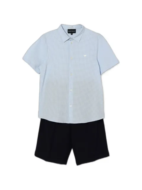 Emporio Armani Kids seersucker-effect logo-embroidered suit
