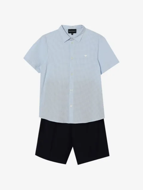 Emporio Armani Kids seersucker-effect logo-embroidered suit
