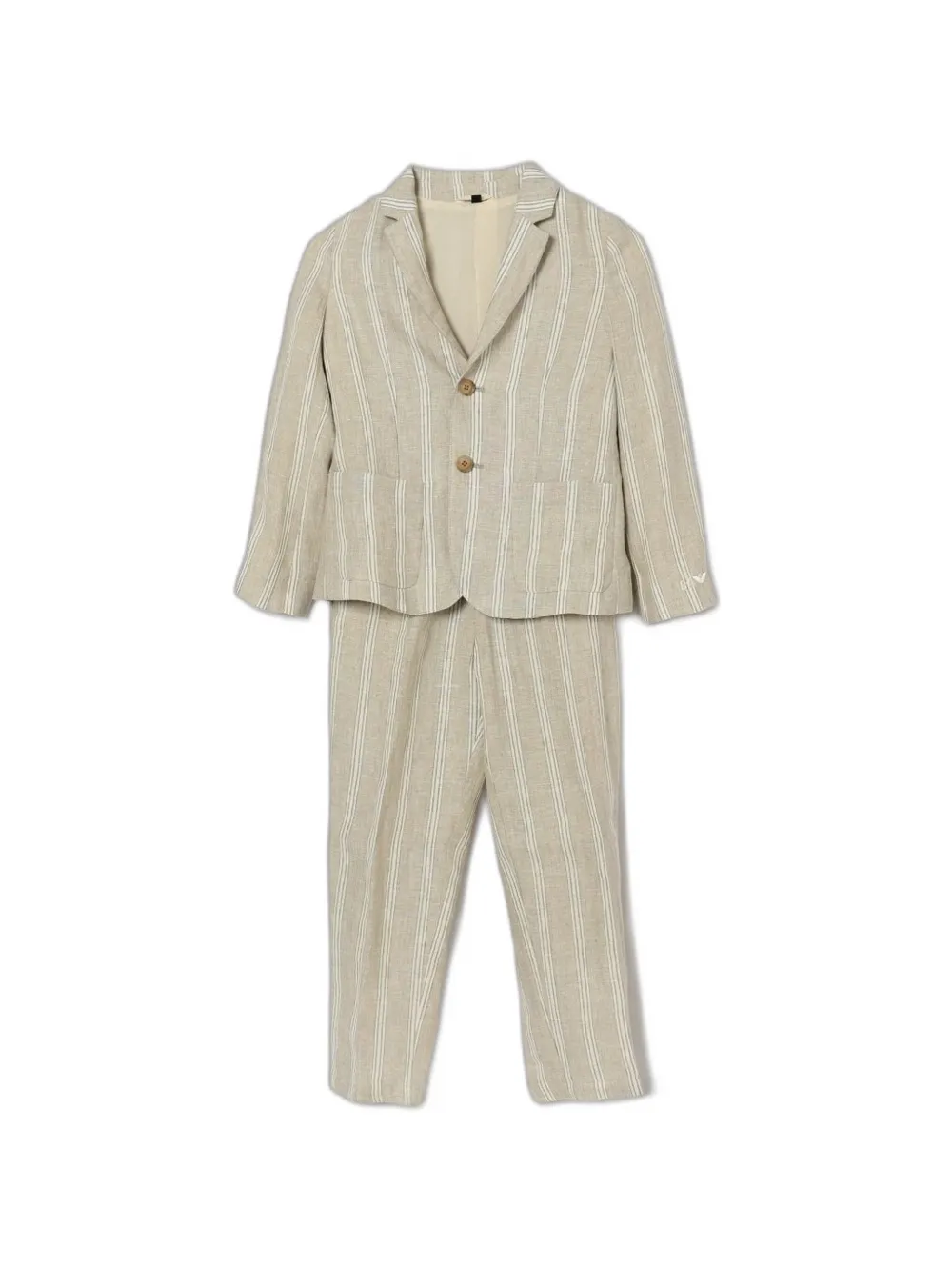 Emporio Armani Kids vertical-stripe linen two-piece suit - Toni neutri