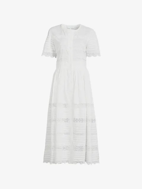 Waimari Camila lace-trim button-down midi dress