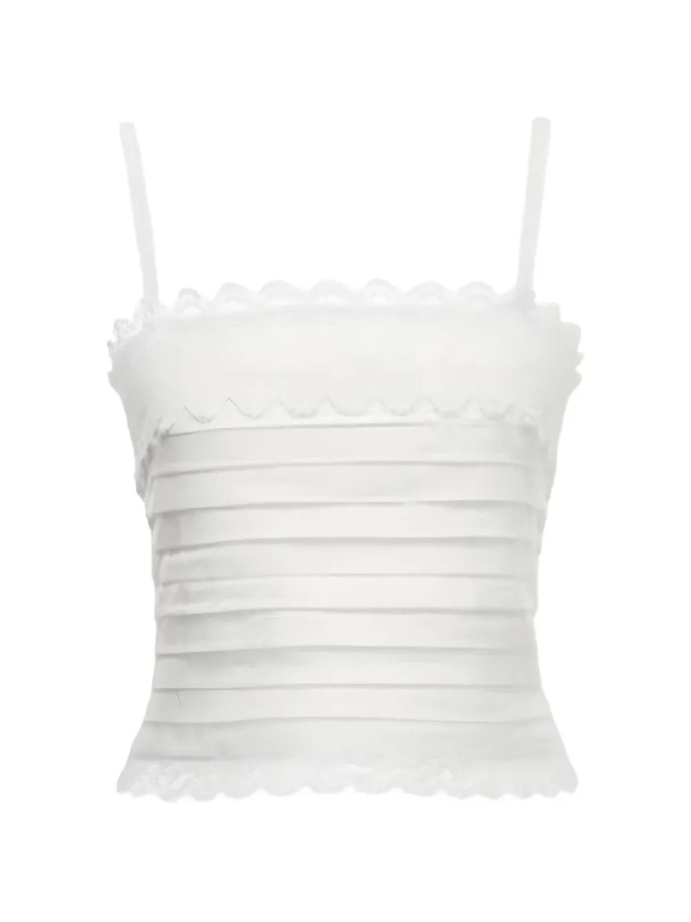 Waimari lace-trim pleated top - Weiß