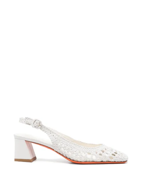 Santoni woven slingback pumps