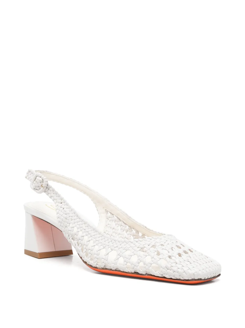 Santoni woven slingback pumps Wit