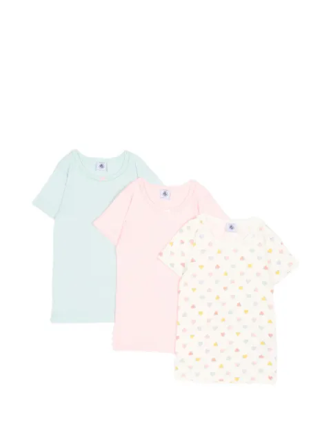 Petit Bateau heart-print bow-detail T-shirt (set of three)